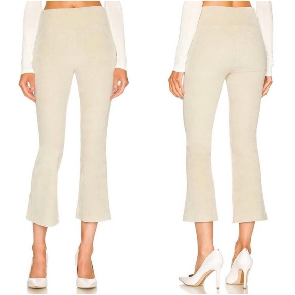 Sprwmn Pants Corduroy Ankle Flare Pull On Elastic Waist Cropped Beige M - Picture 1 of 12